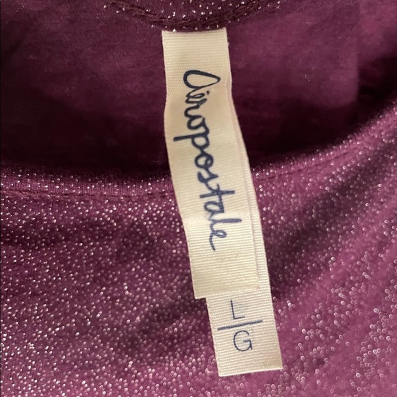 🔔3 FOR $25-Aeropostale purple shimmer lightweight shirt, SZ LRG batwing sleeves - Picture 6 of 9